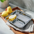 Large 3-Section Square Plate | Stainless Steel Divided Tray